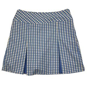 Bette & Court Tennis Golf Skort Skirt Size 2 Blue Yellow Plaid Print Pleated